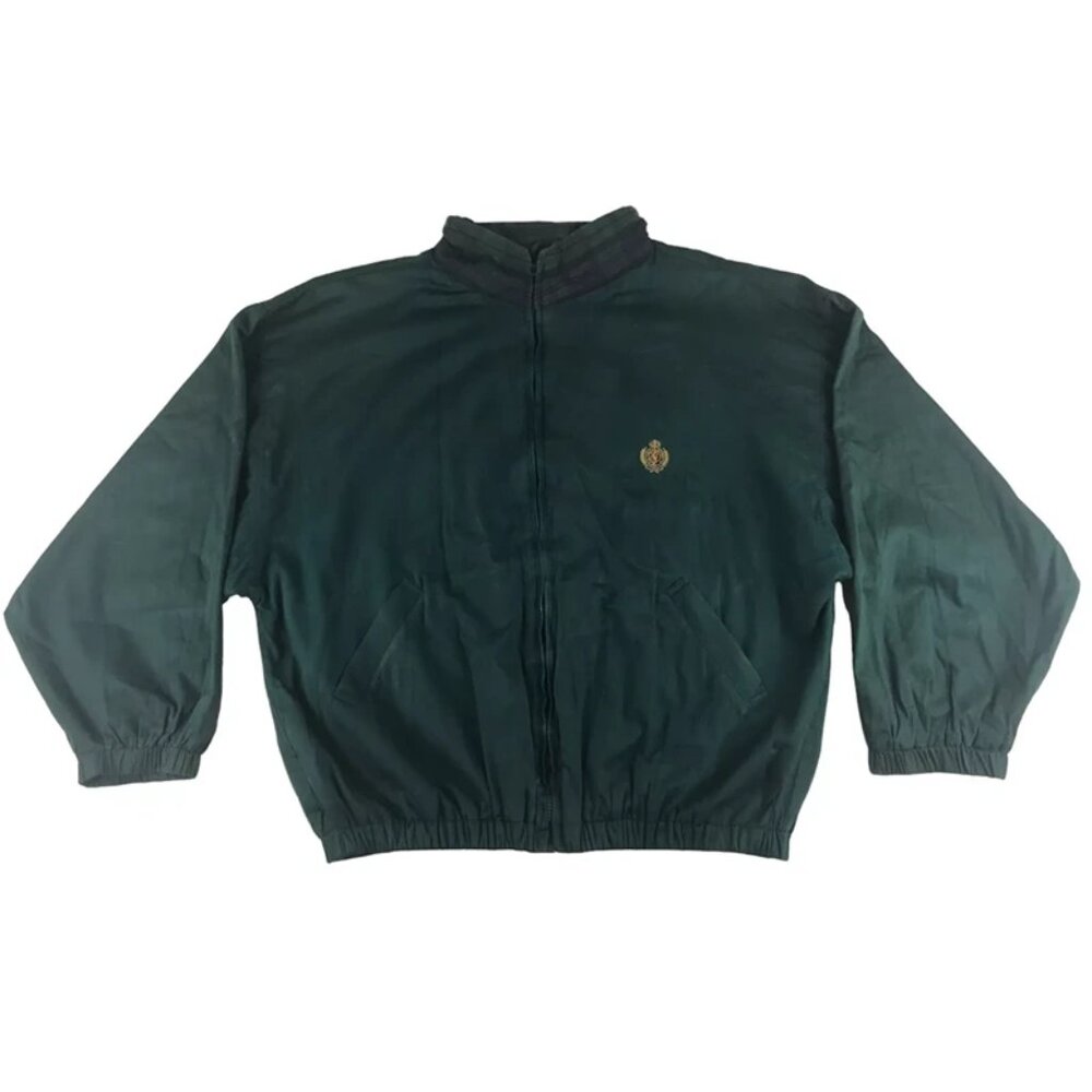 J. Riggings Mens Green Elastic Waist Pockets Full Zip Bomber Jacket Size L